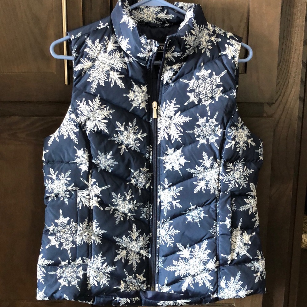 Women’s Lands End blue and white down vest size S
